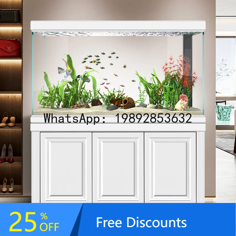 

YFY Solid Wood Ultra White Glass Arowana Fish Tank Living Room Large Aquarium Bottom Filter Goldfish Tank Ecological Tank