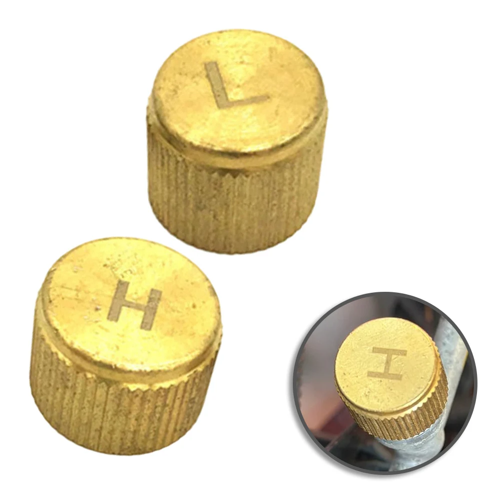 

2pcs Car A/C Valve Cap For R134a Brass High & Low Side Cap Car Air Conditioner Dust Cover Valve Core Cap