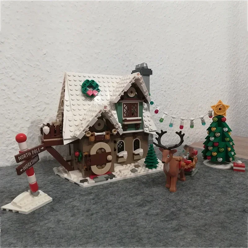 Moc Building BlocksModular Street View Winter Elf House Technical Bricks DIY Assembly Construction Toys For Childr Holiday Gifts