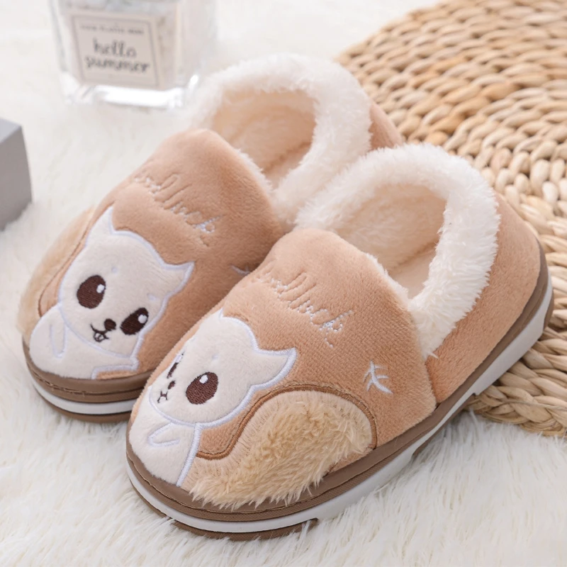 Fashion Toddler Girls Slippers Winter Warm Shoes Casual Home Gear Baby Boy Anti-slip Sole Loafers Cartoon Squirrel Kids Footwear