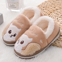 Fashion Toddler Girls Slippers Winter Warm Shoes Casual Home Gear Baby Boy Anti-slip Sole Loafers Cartoon Squirrel Kids Footwear