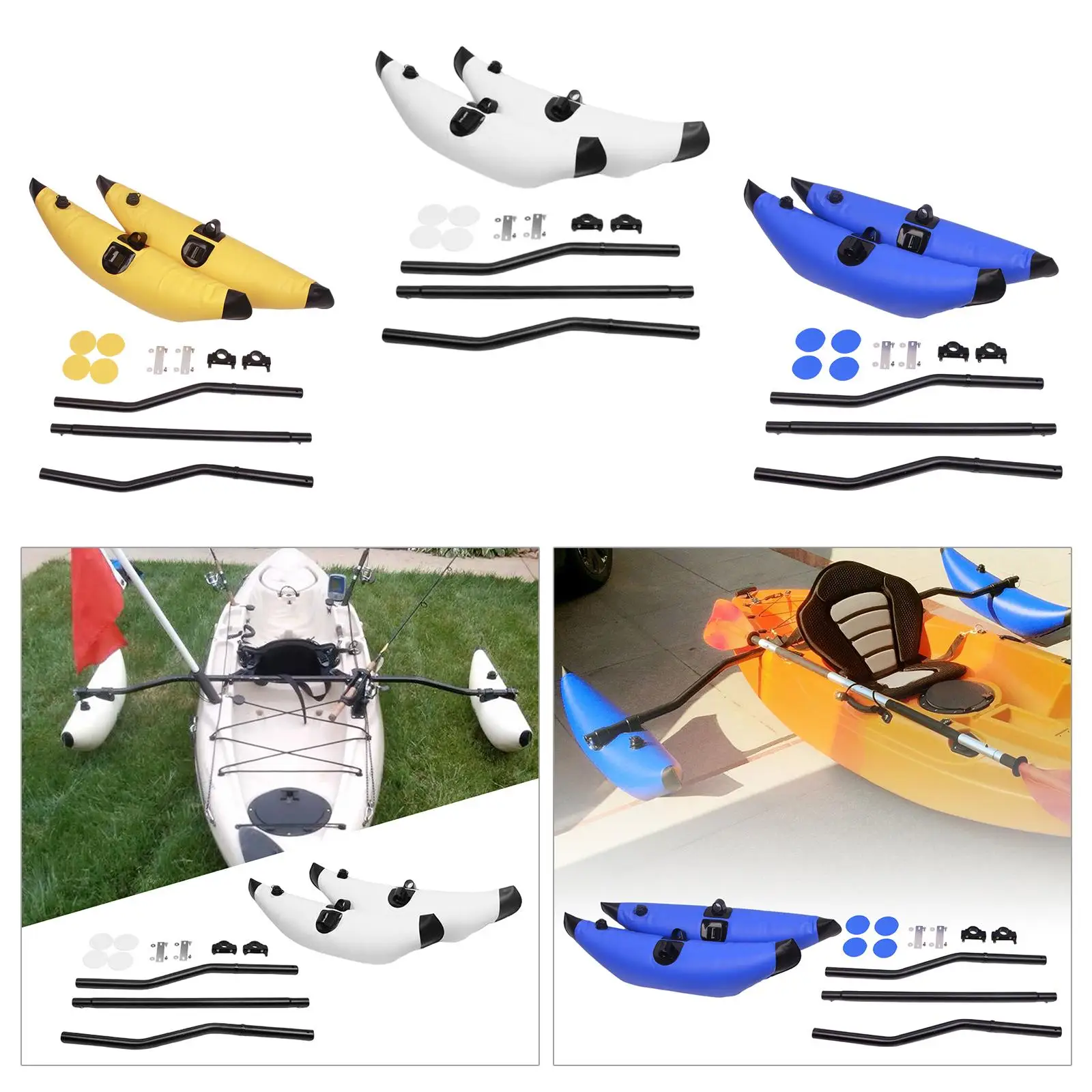 

PVC Kayak Stabilization System Inflatable Outrigger Float Rods Mount Bar Arm Kit Repair Patches for Canoes Sailing Kayaking