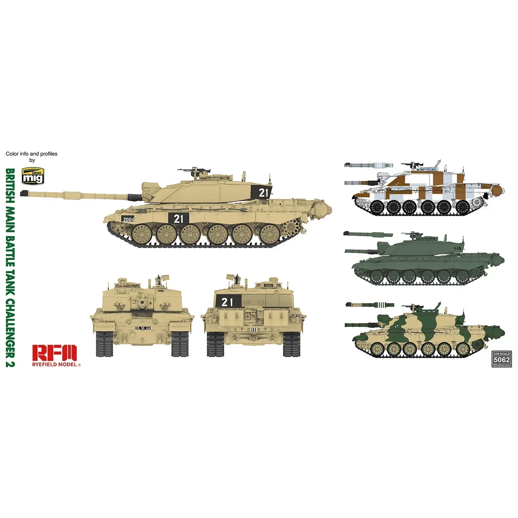 1/35 رايفيلد نموذج RM-5062 تشالنجر البريطاني 2 دبابة المعركة الرئيسية مع مسار متحرك الجمعية مقياس لتقوم بها بنفسك اللعب أطقم منمذجة #3