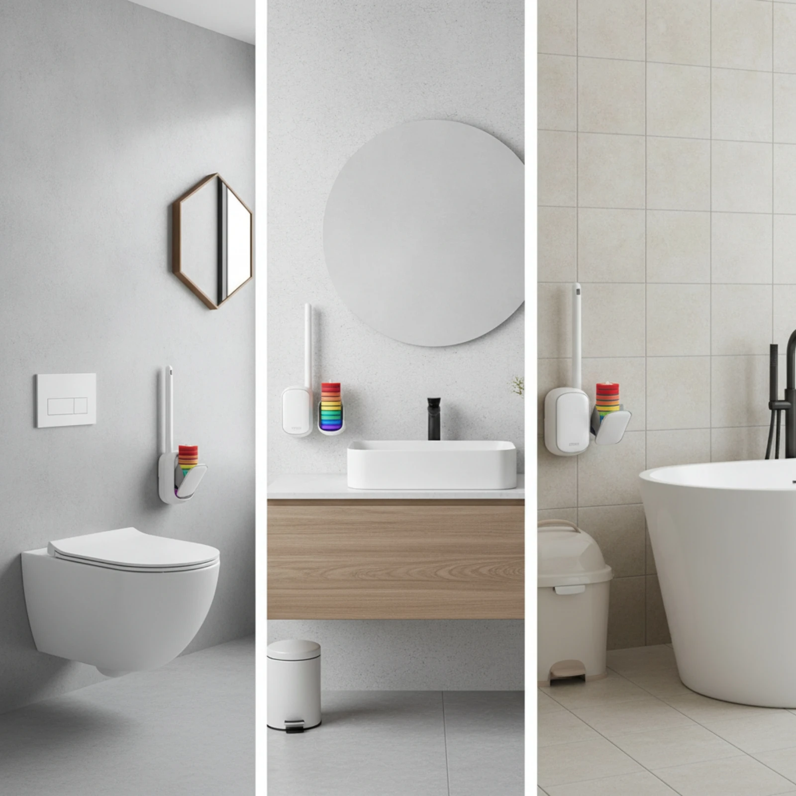 Disposable Toilet Brush Compact Toilet Brush with Holder Cleaning Tool Hygienic Cleaner Convenient for Busy Households, Bathroom