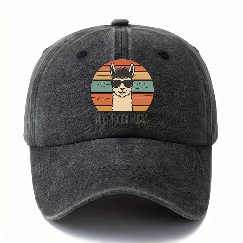 2026 Male and female cartoon alpaca baseball cap with curved brim suitable for outdoor activities such as camping and travel