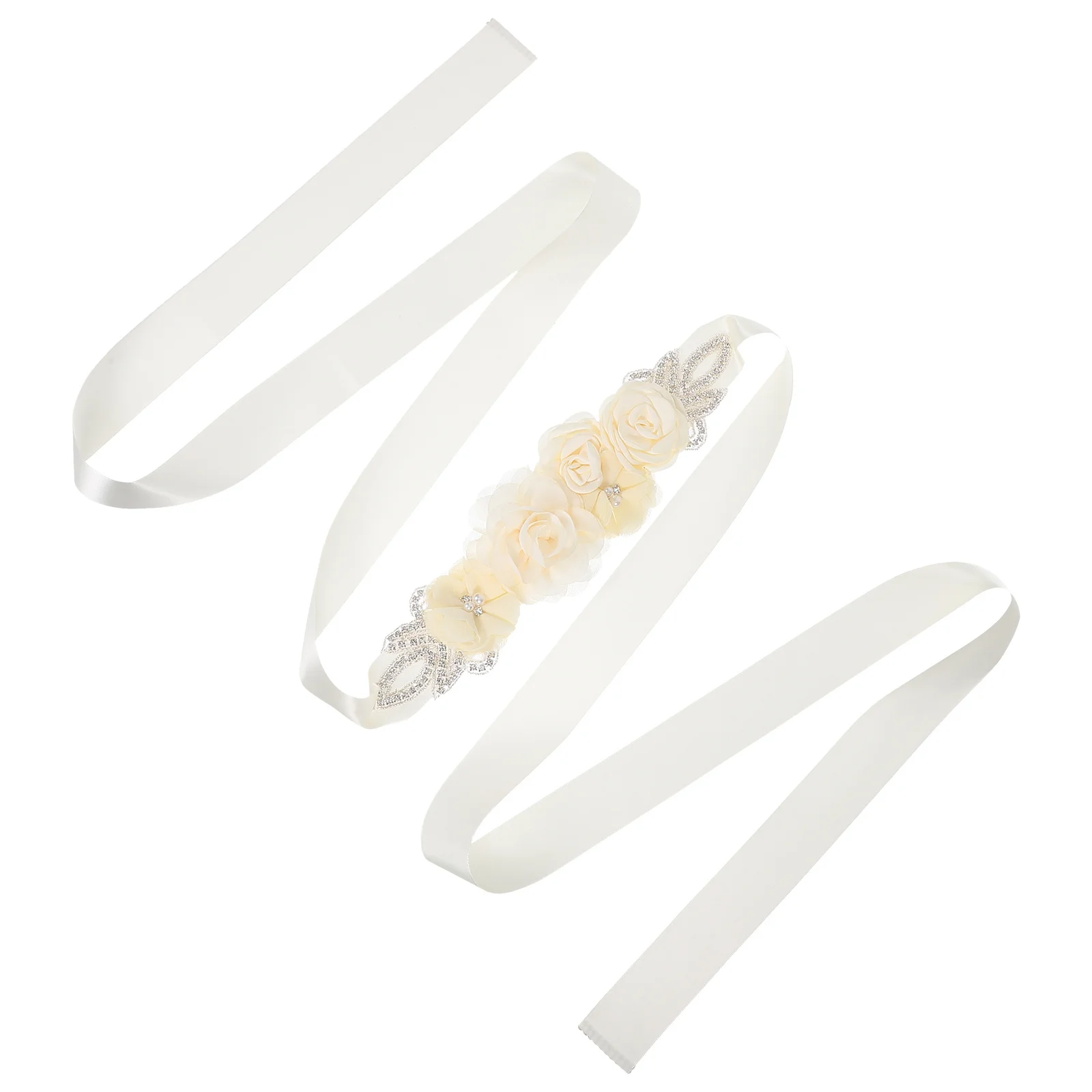 

Pearls Wedding Dress Belt Elegant Rose Flower Rhinestone Bridal Sash Formal Evening Gown Waist Belt Accessories