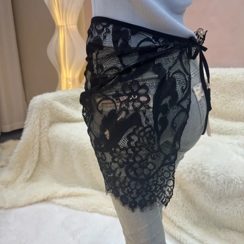 

Sheer Lace​​ Lace Mini Skirt​​ See-Through Skirt​​ Sexy Cover Up​​ Lolita Short Skirt​​ ​​Lightweight ​​Adjustable Ties​​