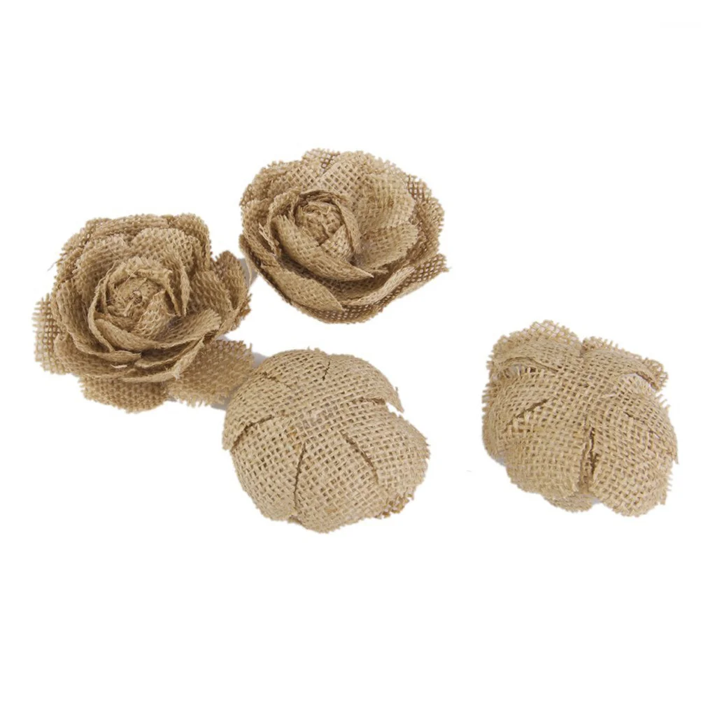 

6Pcs 7Cm Brown Burlap Rose Flowers Elaborately Made for Wedding Party Crafts Decor Burlap Rose Flowers Craft Wedding Decor