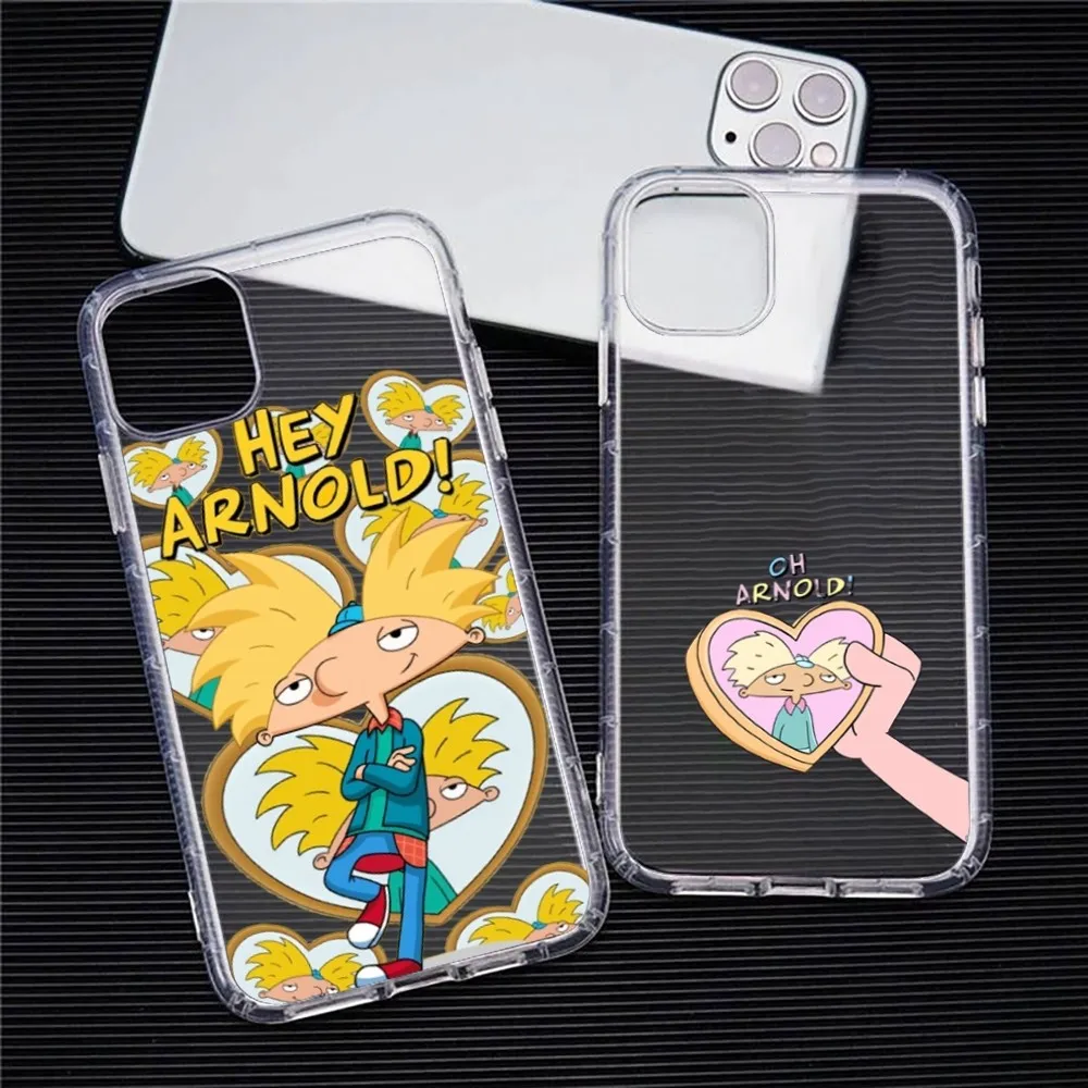 Funny Cartoon H-Hey A-Arnold Phone Case For Iphone 15 11 13 14 Pro Max 7 8 Plus X Xr Xs Max Se2020 12mini Transparent Cover