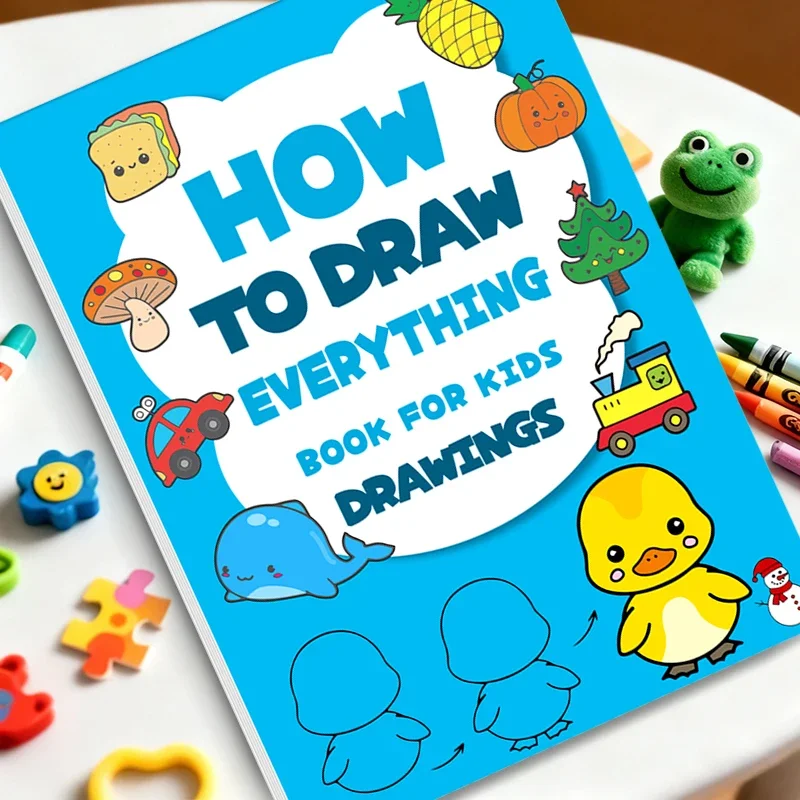 Fun Drawing Book 96 Cartoon Patterns Simple 4-step Tutorial on How To Complete Drawing Interactive Coloring Activity Book