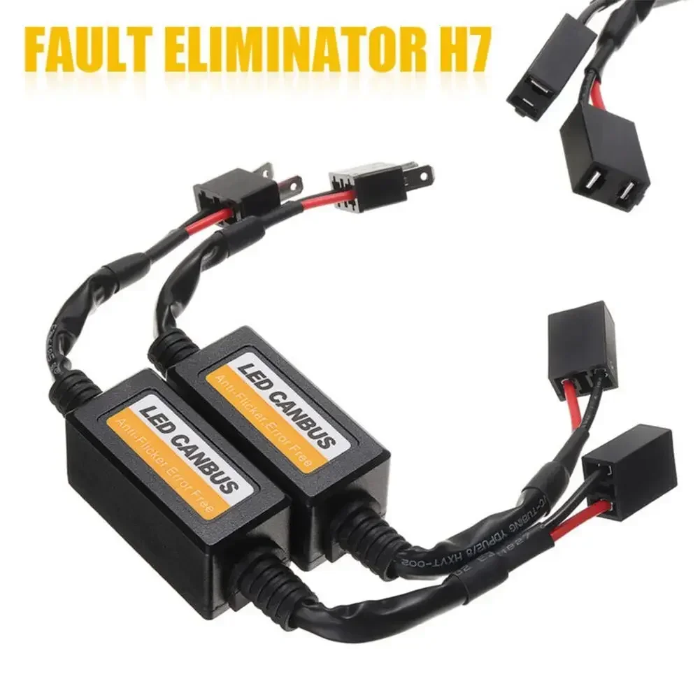 2pcs H7 Headlight LED Canbus Decoders Canceller Error Free Resistor- Anti Flicker- Fit For H7 Socket- DC 9V-16V Black Car Parts-