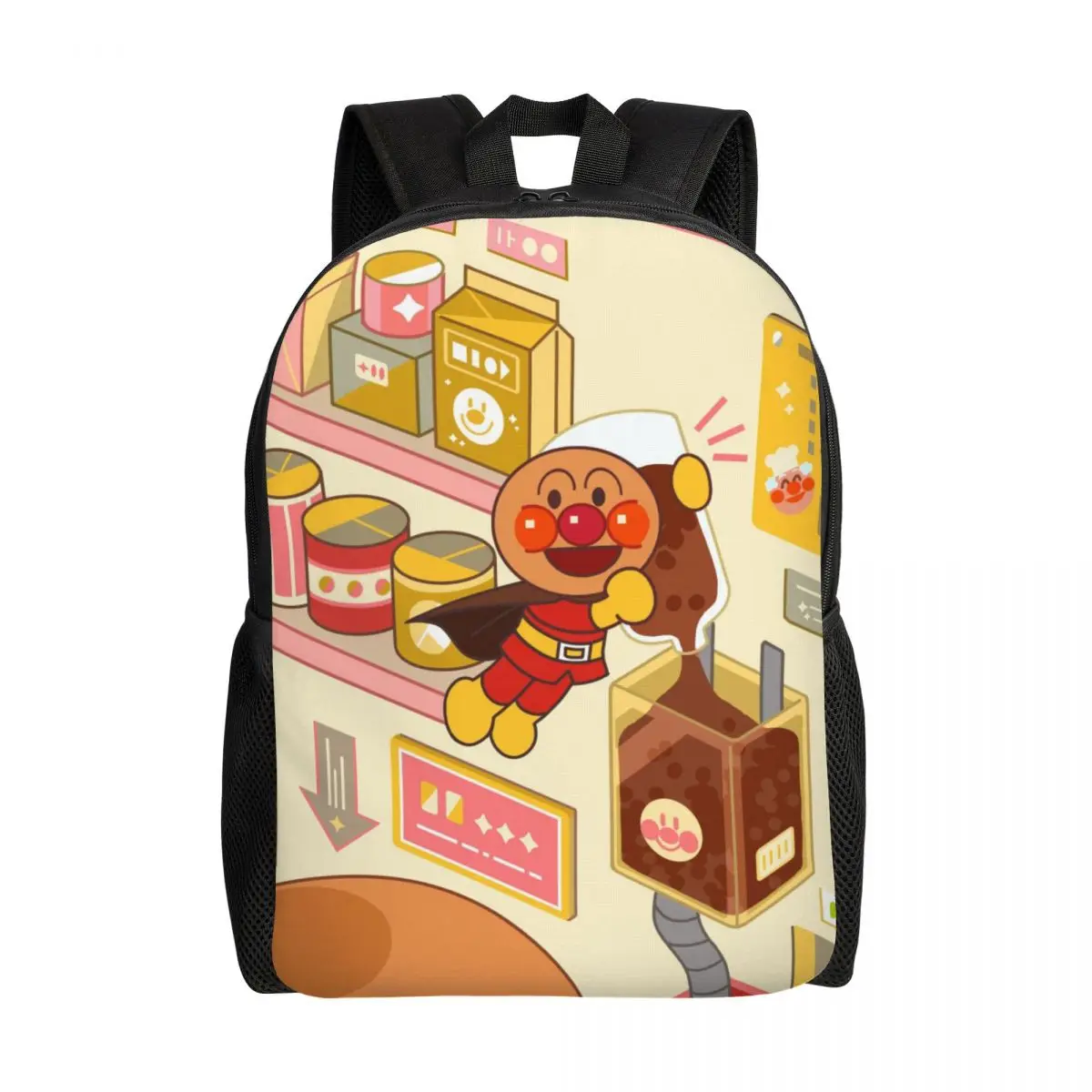 Benutzerdefinierter Anpanmans-Rucksack mit 3D-Druck für Mädchen und Jungen, niedliche Cartoon-Schule, College-Reisetaschen, Männer und Frauen, Büchertasche, passend für 15-Zoll-Laptops