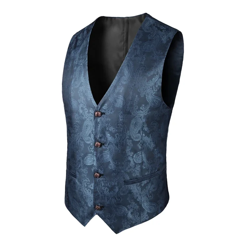 2025 ใหม่ High-end V คอ Jacquard สีดําสําหรับชาย,สีขาวเสื้อกั๊กแขนกุด,เงินบิลเลียดชุด, ชาย Magician เสื้อ