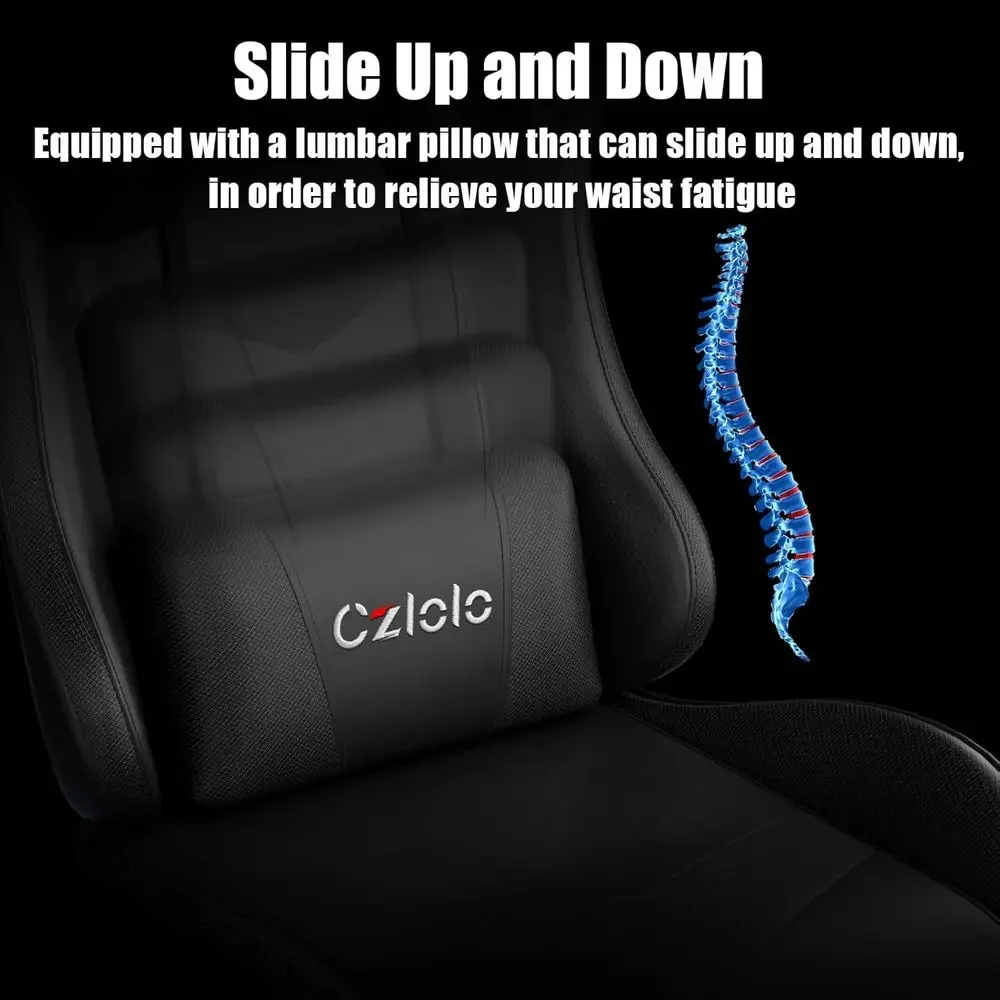 Ergonomic Gaming Chair with Footrest, Lumbar Support, and Massager - High-Back, Reclining, Adjustable for Comfort view 5