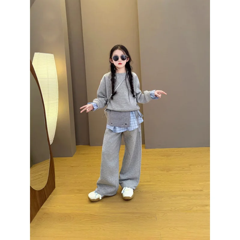 

2026Spring new Korean-style sports suit for older girls, popular online, two-piece or three-piece set