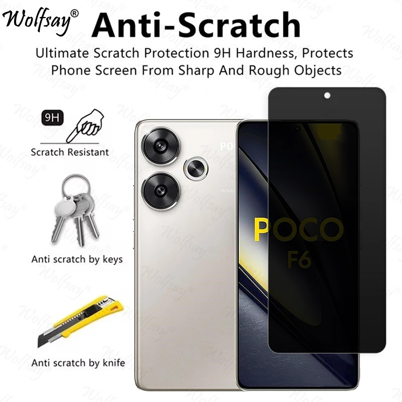 Anti-Spy Tempered Glass For Xiaomi Poco F6 Privacy Screen Protector For Poco F6 F5 X6 M6 Pro Full Cover Glass For Poco F6 Glass image 2