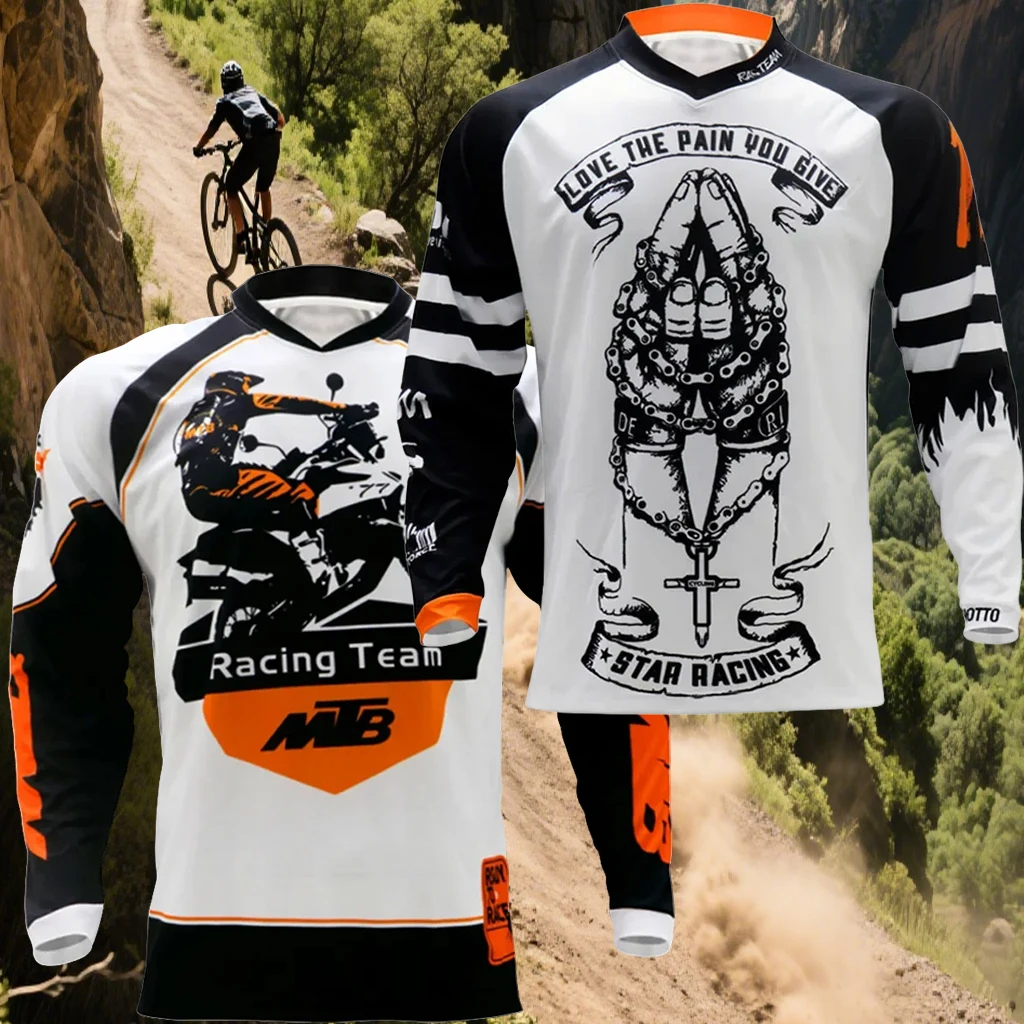 

New Downhill Off-road Motorcycle Mountain Bike Long Sleeved T-shirt Quick Drying Breathable Windproof Long Sleeved Sport T-shirt