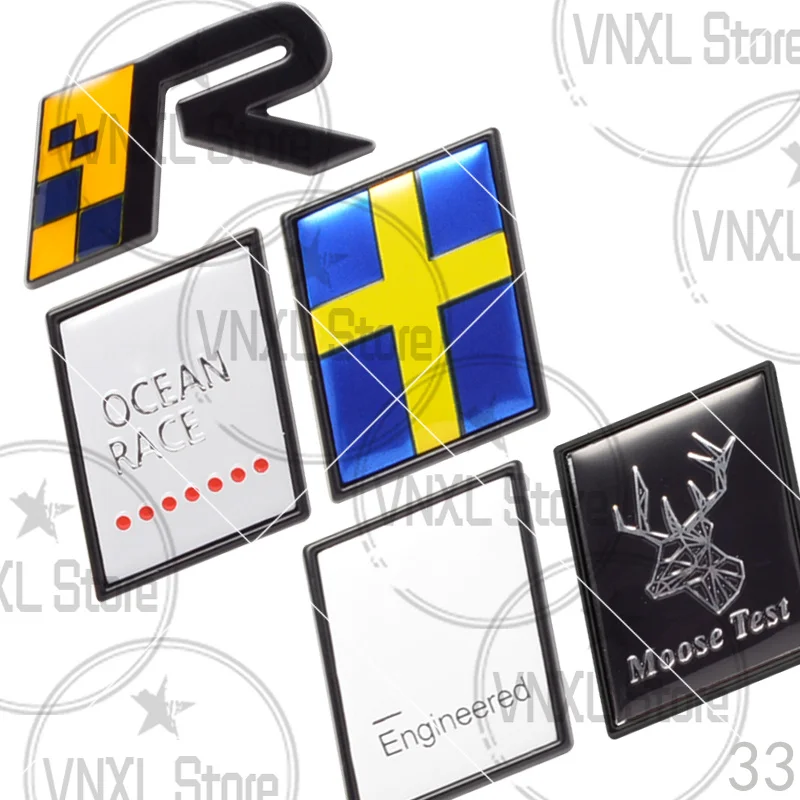 Car-Styling For Volvo Moose Test R Design Inscription Ocean Raec Edition Sweden Flag 3D Metal Stickers Car Trunk Body Emblem B