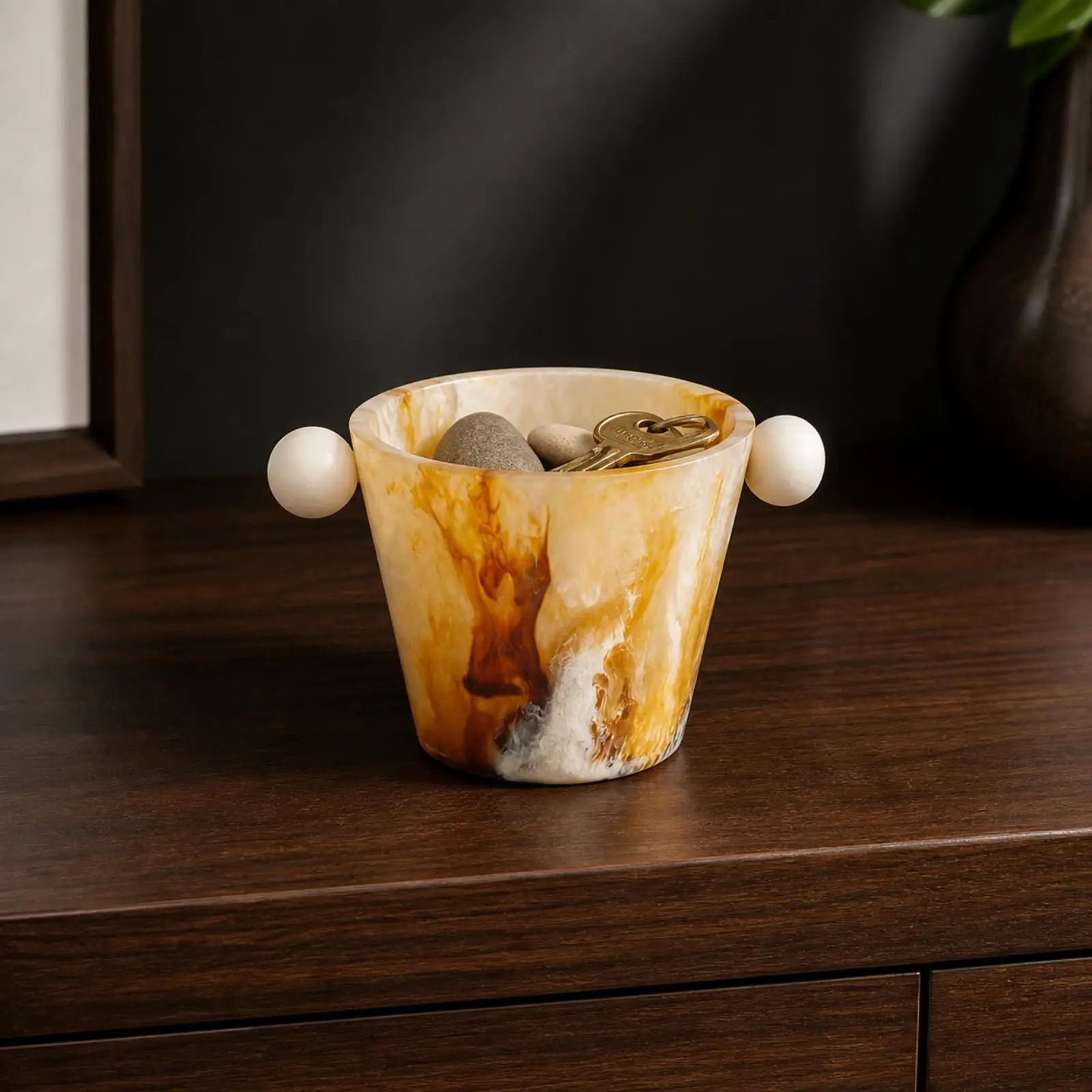 Multi Functional Jewelry Storage Bowl with Handles for Small Items Organizer Tabletop Art Piece