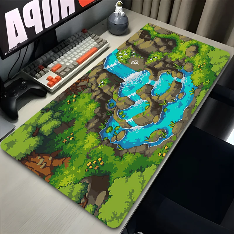 1PC Mouse Pads Pixel Anime Scenery Desk Mat Gaming Keyboard Pad with Stitched Edges and Non-Slip Rubber Base Extended Mousepad