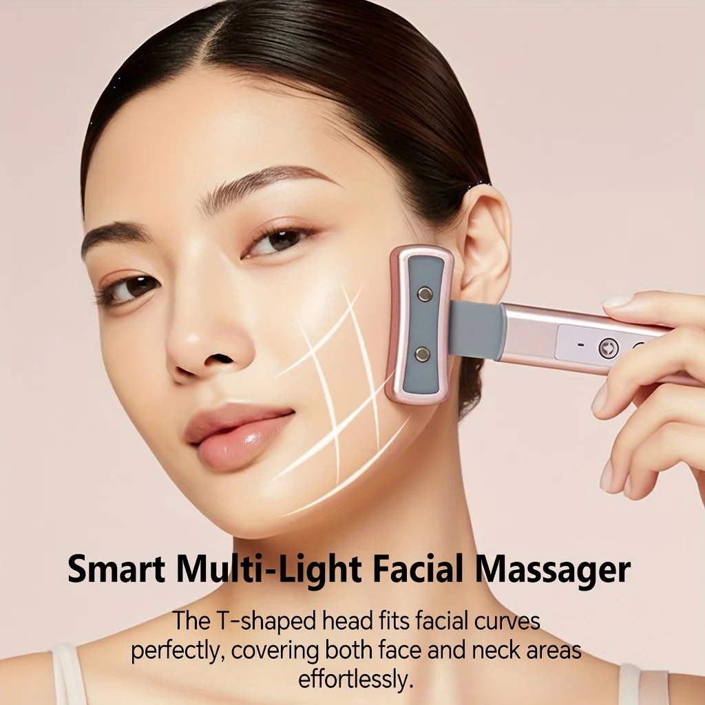 6-in-1 Led Multifunctional Eye and Facial Massager with Vibration Massage Function, Can Massage Eye Bags and Cheeks, Multi-Color Modes, Boxed Packaging, Electric Skin Massage Device, Supports USB Charging, Suitable for Use.