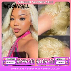 Wow Angel-Peluca de cabello humano con malla Frontal HD 250%, postizo de encaje Frontal, color rubio 613, cierre de encaje HD, sin pegamento