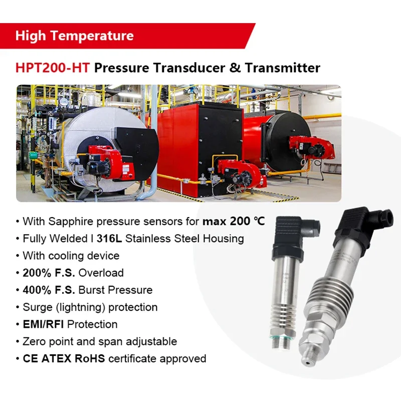 Holykell 4 20ma High Temperature Pressure Transmitter 120C HPT200-HT