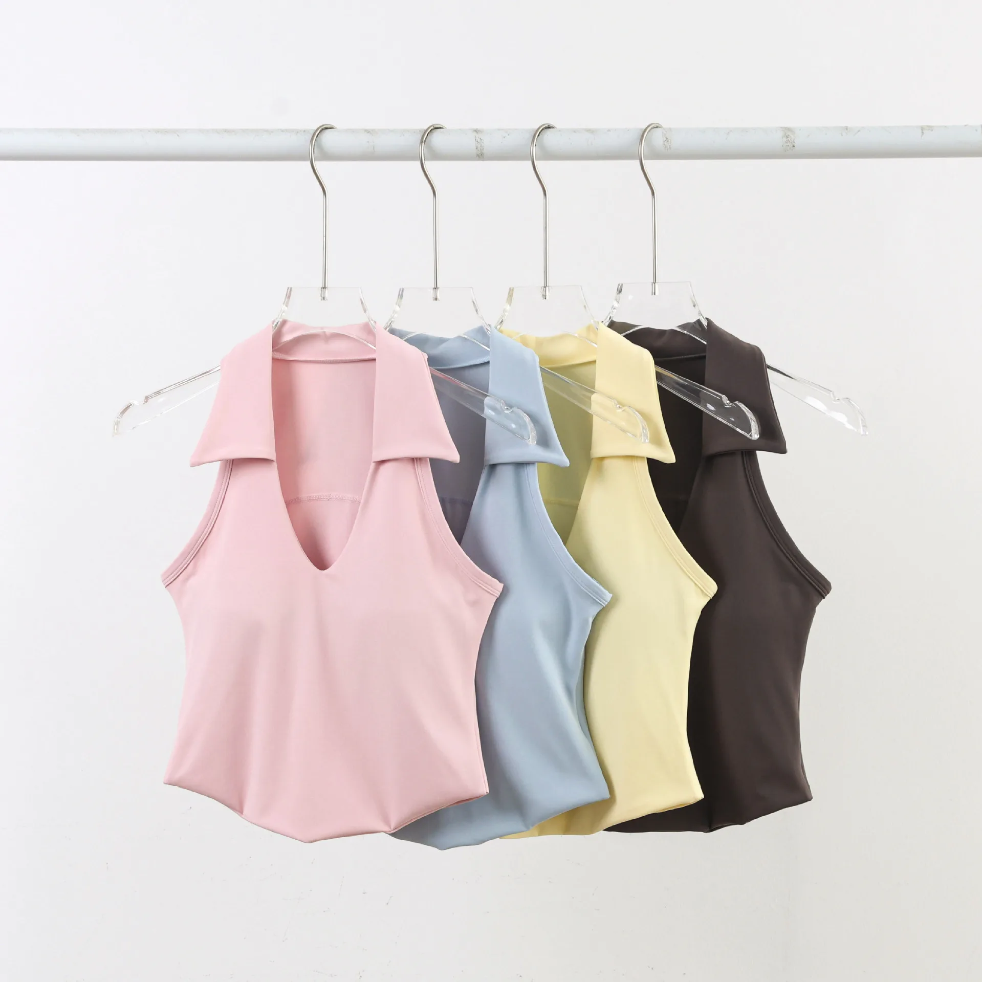 2026 New Style Turtleneck Yoga Vest Breathable Nude-Feeling Tight-Fitting Back Design Outdoor Sports Running Fitness Women's Top view 6