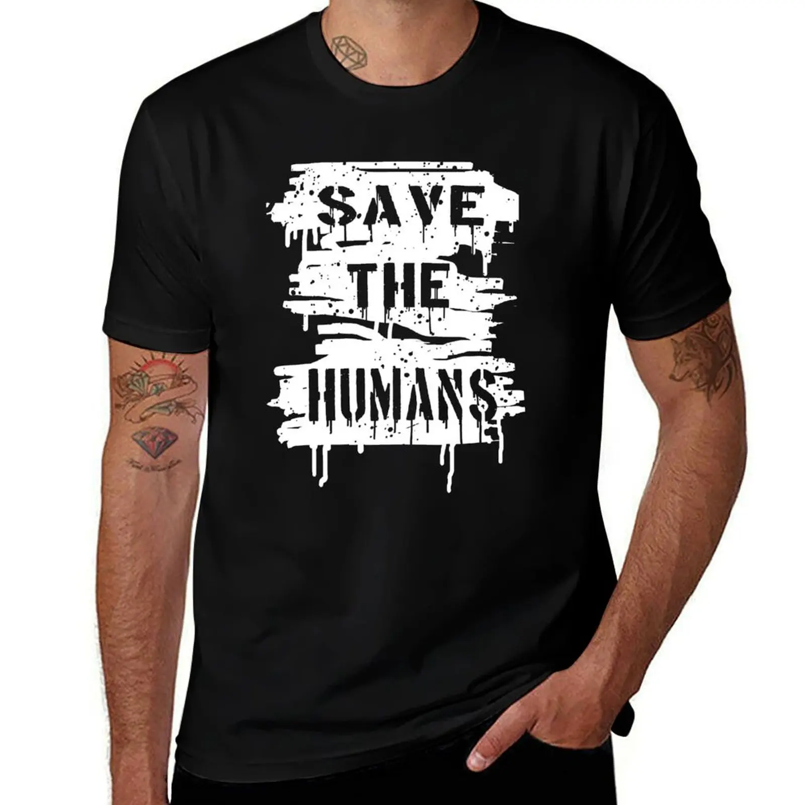save the humans T-Shirt anime sweat funny meme t-shirts plain t shirts men