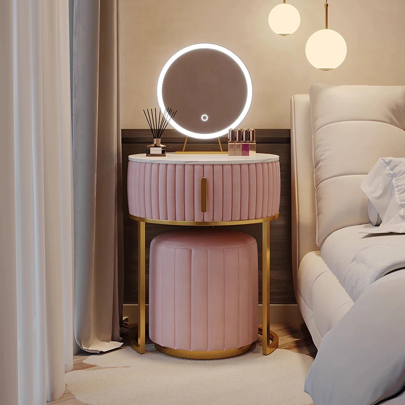 Storage Bedroom Vanity Table Women Pink European Study Dressing Table Bedside Modern Mobile Luxury Penteadeira Home Furniture