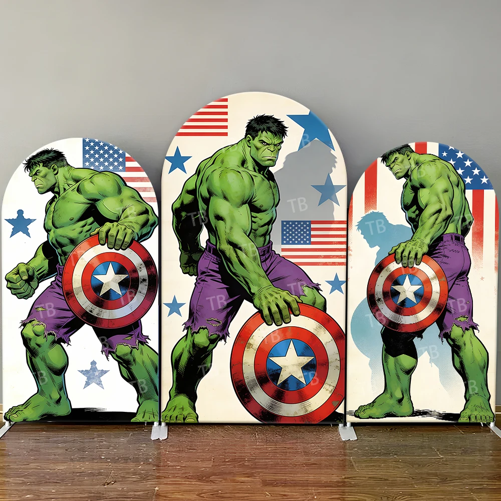 

Hulk With Captain America Shield Style Arch Backdrop Cover Bold Hero Scene For Kids Birthday Baby Shower Photo Booth Background