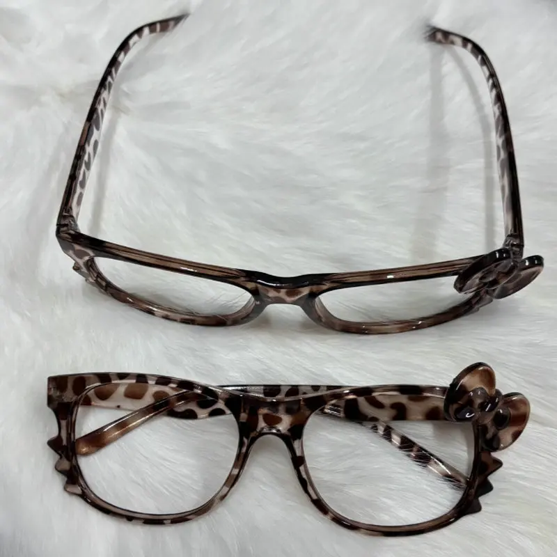 Y2k Leopard Print Bow Glasses Retro Woman Korean Anti-blue Light Eyeglasses Eye Protection Girl Optical Spectacle Eyeglass Frame