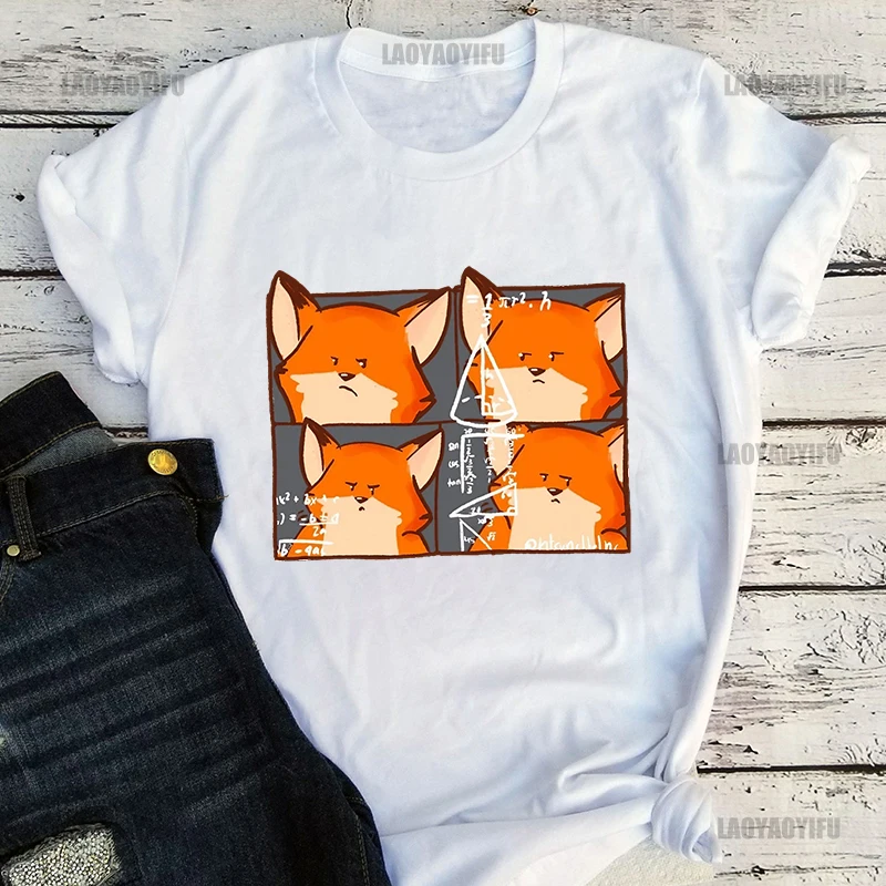 

Funny Fox Y2K Printing Shirt Harajuku Casual T-Shirt Street Fashion Short Sleeve Clothing Streetwear Men's Hip Hop Cotton