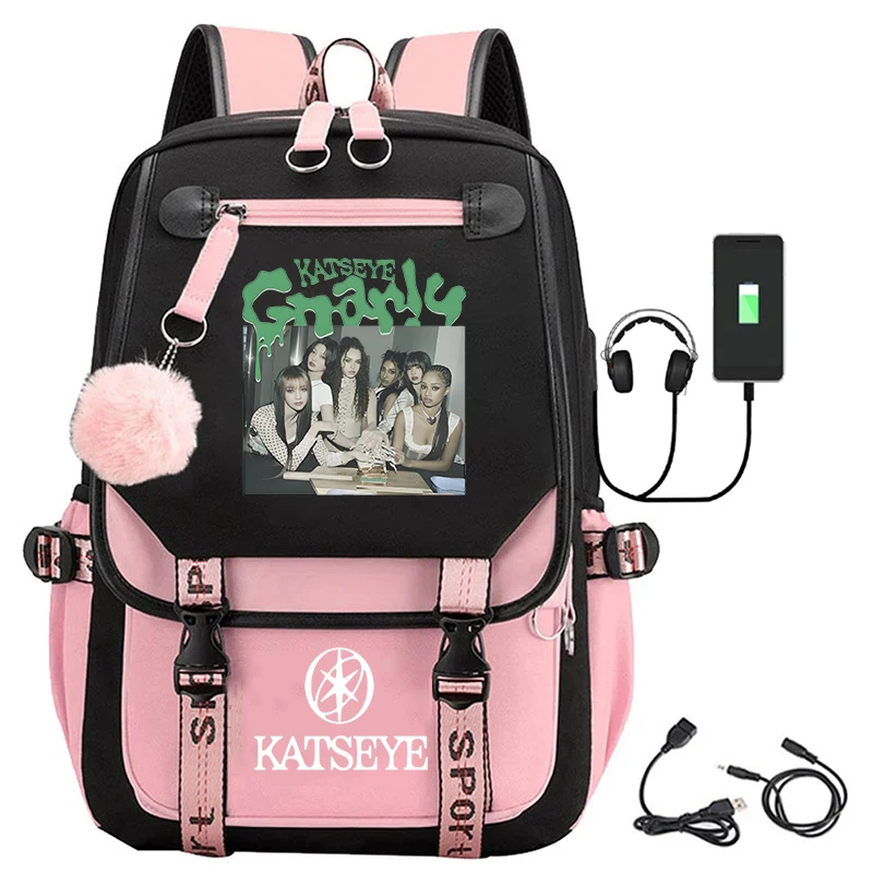 

New Katseye Gnarly Fashion Women Backpack Student School Bags Outdoor Travel Rucksack High Quality Knapsack Teenager Laptop Bags