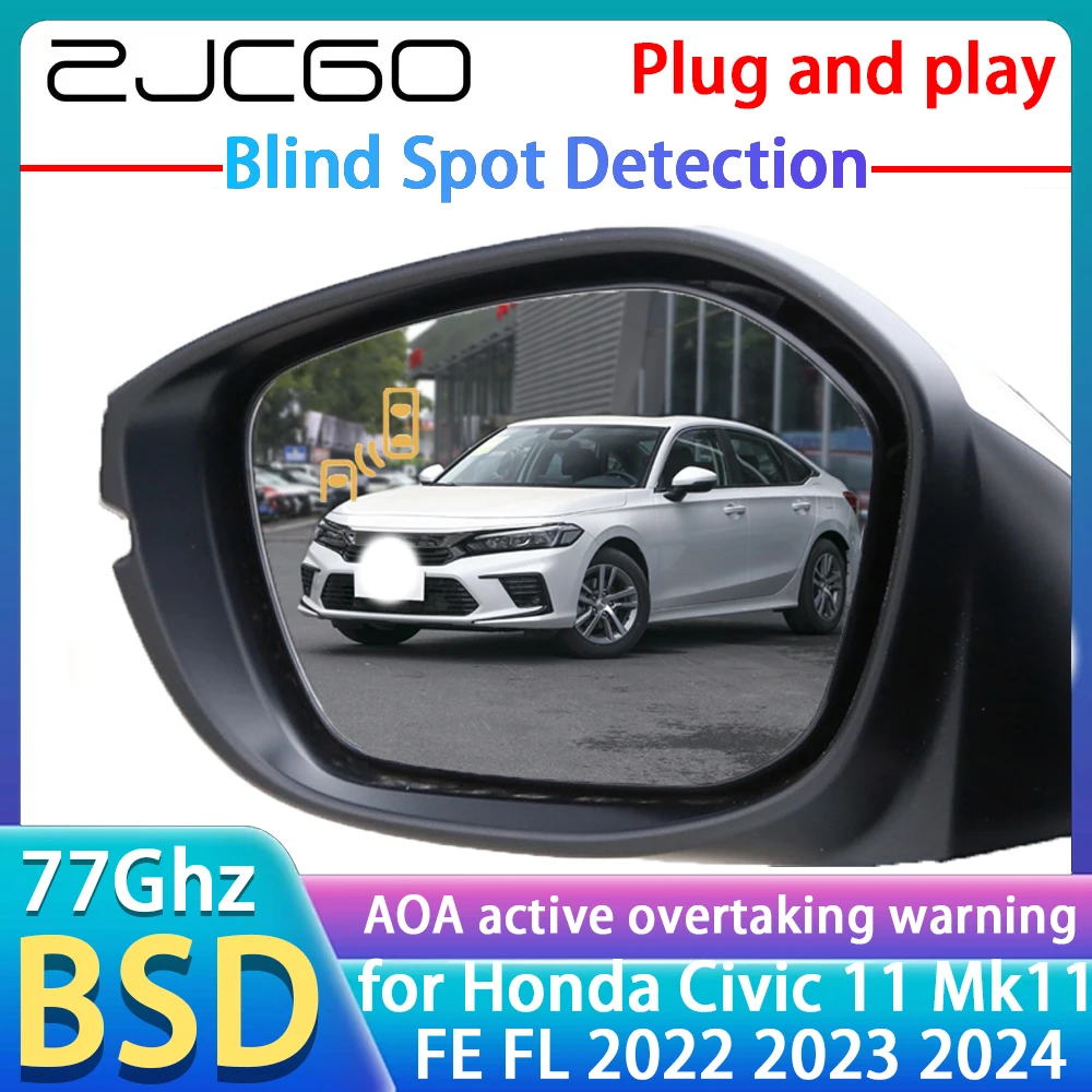 77GHz Radar Detector BSD Blind Spot Detection Alert Mirror Assistance Accessories For Honda Civic 11 Mk11 FE FL 2022 2023 2024