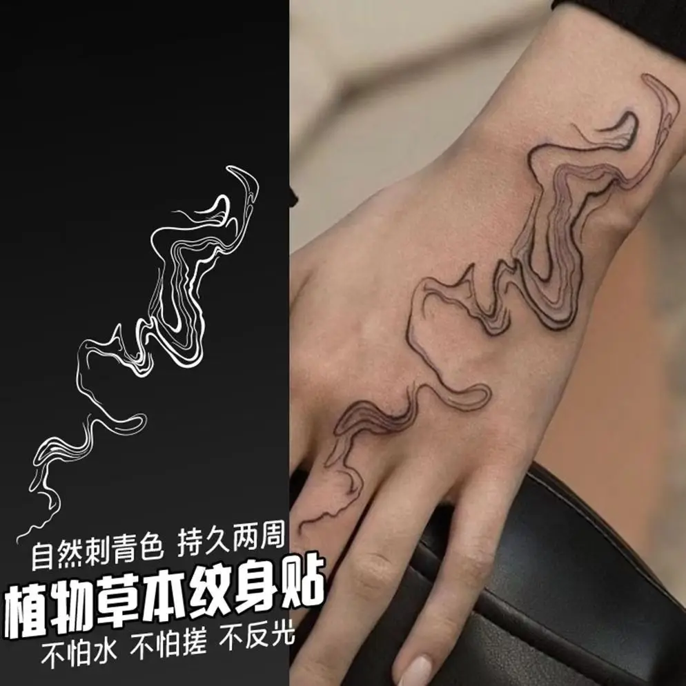Herbal Tattoo Stickers for Man Women Wrist Punk Minimalist Line Lightning Temporary Tattoos Waterproof Blood Vessel Fake Tattoo