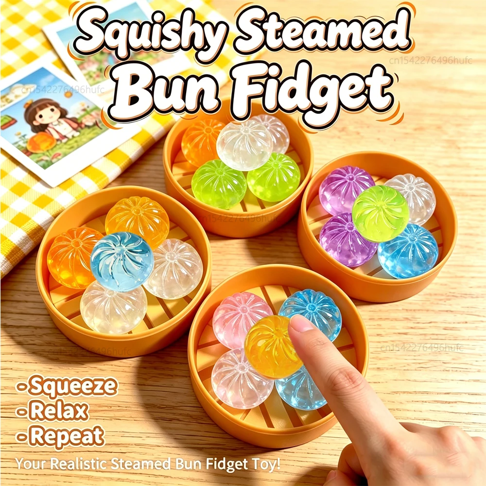 5er-Set Mini-Teigtaschen mit Dampfgarer-Brötchen-Quetschspielzeugen, weiche Stressabbau-Kristall-Squishy-Fidget-Sensorik-Spielzeuge, Partygeschenke