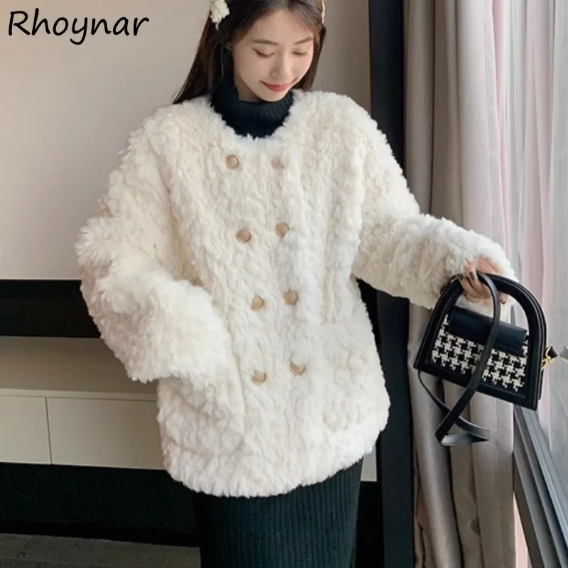 

Куртка женская универсальная, Простой повседневный мешковатый утепленный мягкий теплый мягкий Бархатный жакет в Корейском стиле, Элегантная Дамская зимняя одежда