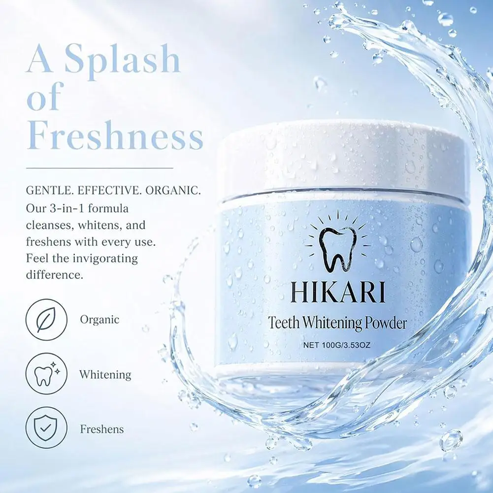 Three-in-One Dental Care Whitening Powder Long Lasting Fresh Breath Enamel Safe Deep Cleaning Teeth Powder