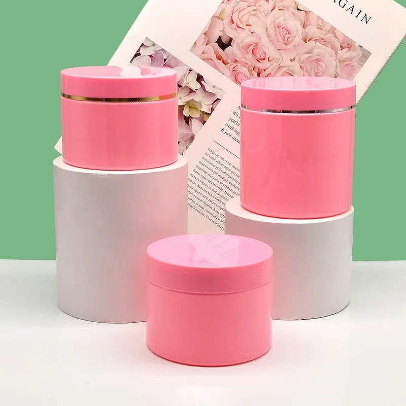 

15pcs Empty 300ml 500ml Cream Jar Facial Mask Container Pink PET Bottle Makeup Cosmetic Packing Storage Cans Bottles