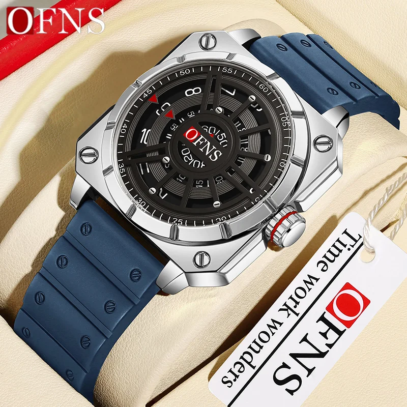 OFNS New Fashionable Men\'s Large Dial Creative Cool And Trendy Quartz Watch Waterproof Business Men\'s Watches Relojes de hombre