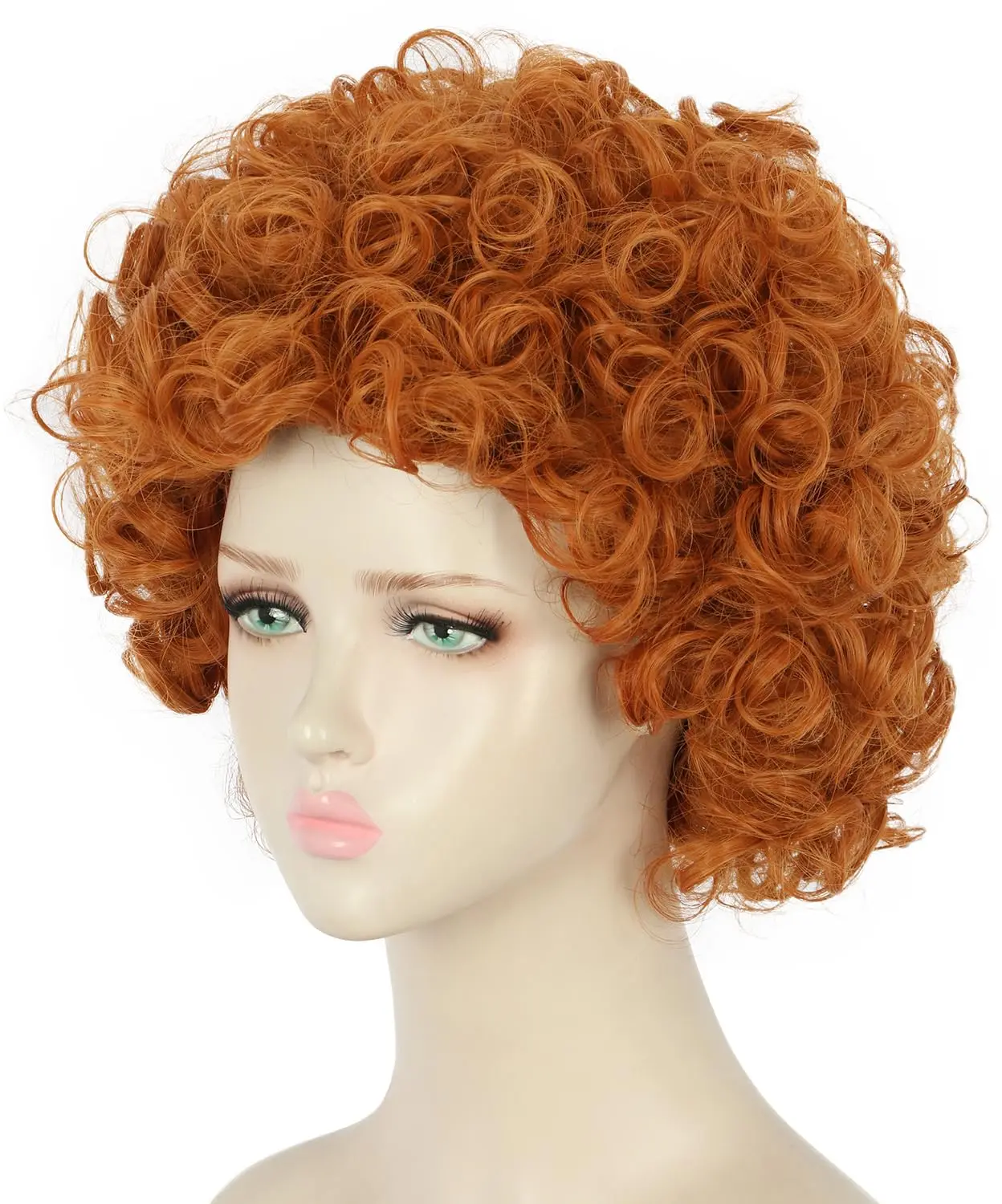 성인 코스프레 가발, 짧은 웨이브 오렌지 풀 가발, 할로윈 파티 코스튬 가발, 레드 오렌지 곱슬 가발, 부인 로퍼 코스튬 여장