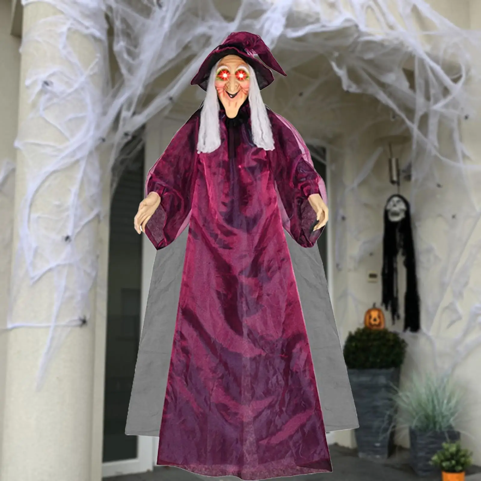 

Halloween Hanging Animated Talking Witch Height 178cm for Indoor Decorations