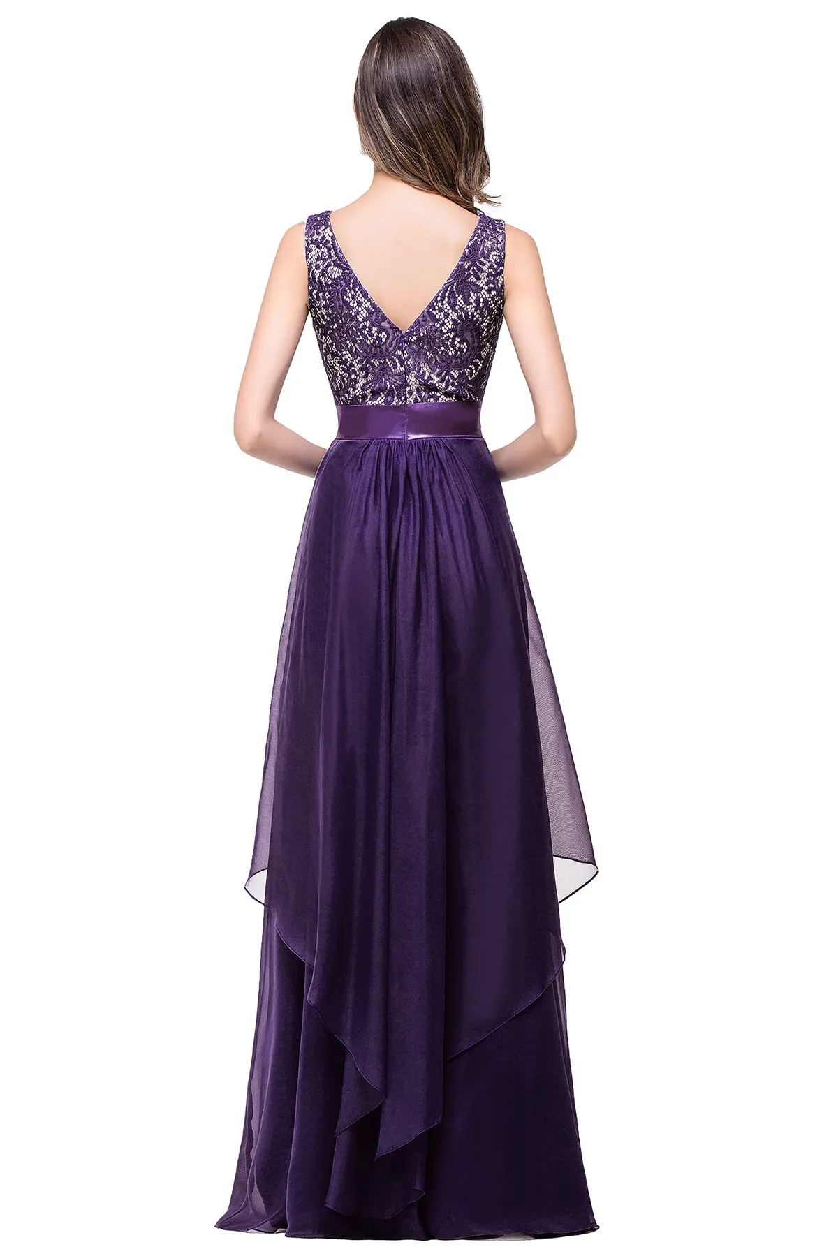 Chiffon Lace Long Prom Dresses Female Black Evening Party Gowns With Sashes Burgundy Vestido de Festa Longo Sleeveless Layers