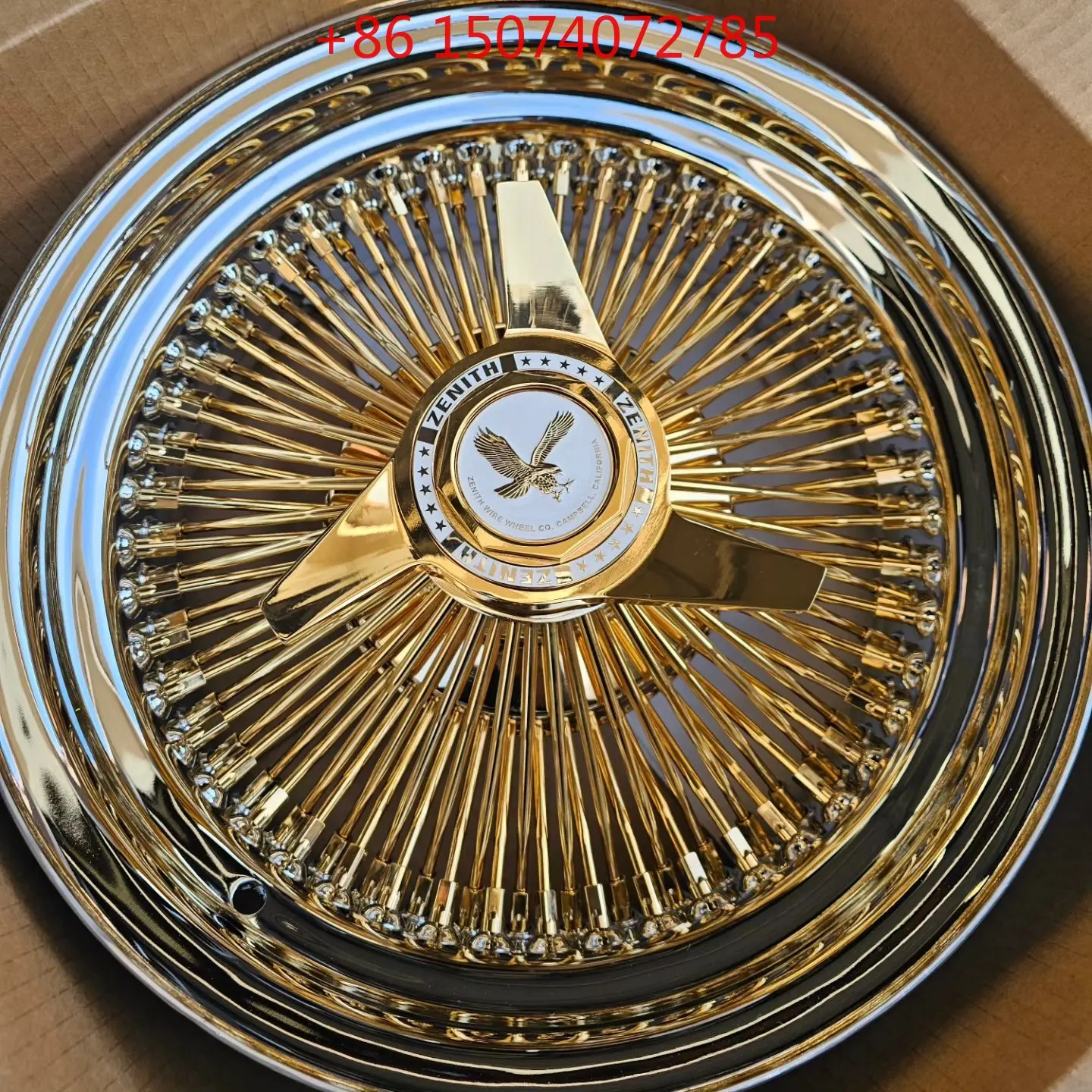 Reverse Wire Wheels All Chrome Triple Gold All Gold 13 14 15 Inch Deep Dish Steel Wire Rims For Lowrider Classic Retro Car