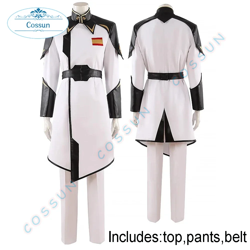 Gundam Seed Zaft Uniforme branco para homens e mulheres, terno móvel personalizado, traje cosplay, top, calças, cinto, roupas, dramatização