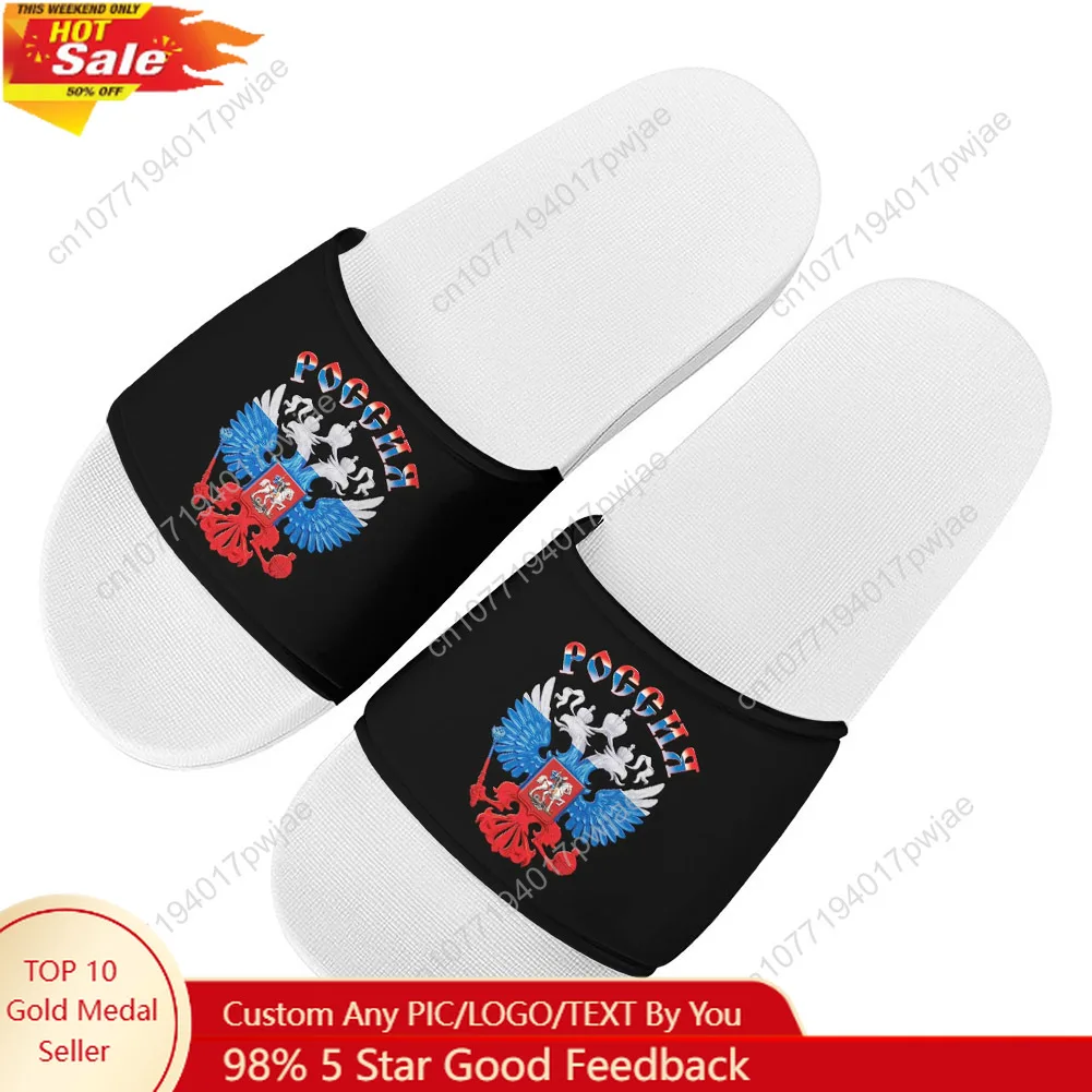 

Russia Coat Of Arms Badge Slippers Home Water Shoes Pop Fashion Vintage Mens Womens Beach Pool Sandals Custom Summer Slipper