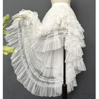 Gothic Lolita warstwa koronki Jsk princeska dla kobiet, japońska, koreańska, Kawaii, urocza siateczka falbany, spódnica wieczorowa
