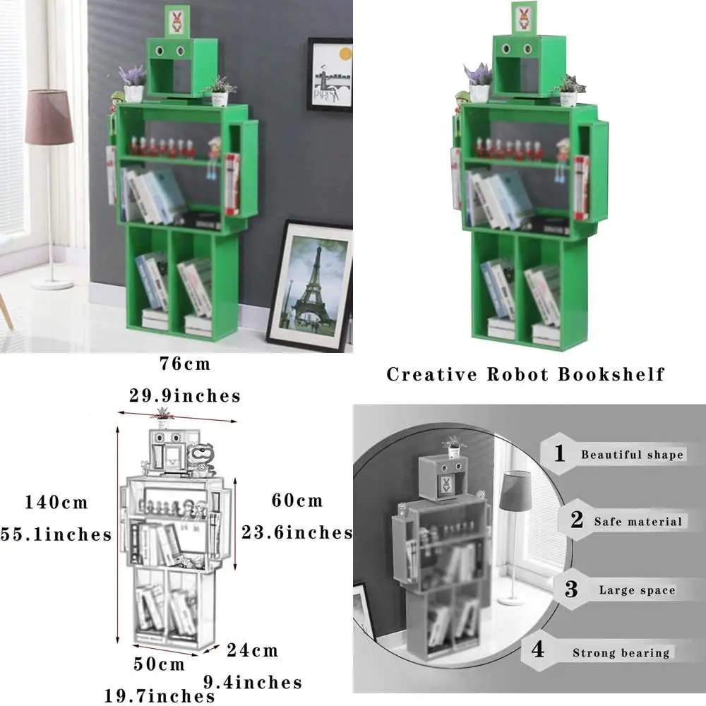 

Экологичная детская книжная полка: креативный дизайн в виде робота для гостиной, простая сборка, высокоплотная древесная плита