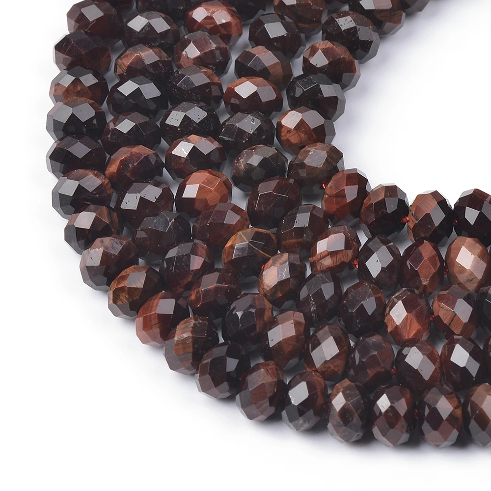 Natural  Red Tiger Eye Stone Loose r Beads for Jewelry Making DIY  Faceted Rondelle Handmade Bracelet Accessories